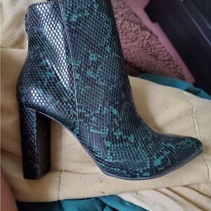 Green Snakeskin Ankle Boots